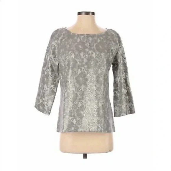 New banana republic bonded metallic lace sweater top blouse small party holiday - Picture 2 of 16